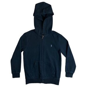Polo Ralph Lauren Boys Black Full Zip Hoodie Gray Horse Size 7